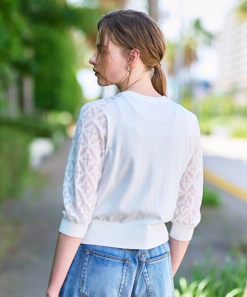 DRESSTERIOR（ドレステリア）の「【洗える/シアー素材】オーバーラップレースハーフスリーブ（カーディガン/ボレロ・レディース・ホワイト/ブラック・34/36/38）」の17枚目の写真