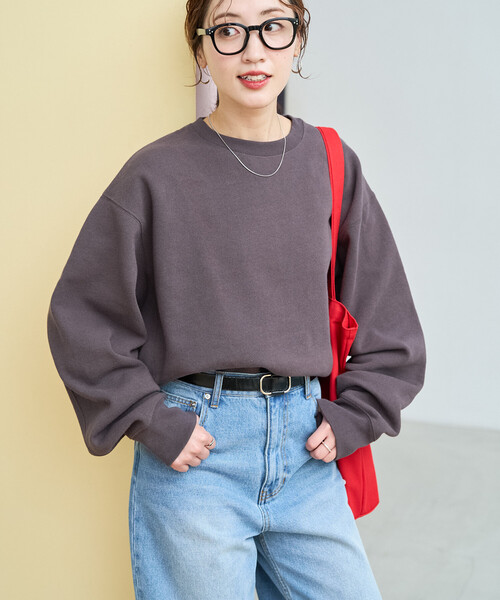 FREAK'S STORE（フリークスストア）の「限定展開　ヘビーウェイト ショート ビッグ スウェット（スウェット・レディース・チャコールグレー/ブラック/ベージュ/ピンク/ネイビー/ナチュラル/ライトグレー/グレー/ブルー/イエロー・ﾌﾘ-）」の3枚目の写真