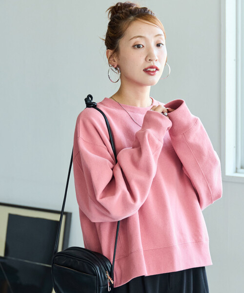 FREAK'S STORE（フリークスストア）の「限定展開　ヘビーウェイト ショート ビッグ スウェット（スウェット・レディース・チャコールグレー/ブラック/ベージュ/ピンク/ネイビー/ナチュラル/ライトグレー/グレー/ブルー/イエロー・ﾌﾘ-）」の12枚目の写真