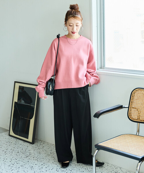 FREAK'S STORE（フリークスストア）の「限定展開　ヘビーウェイト ショート ビッグ スウェット（スウェット・レディース・チャコールグレー/ブラック/ベージュ/ピンク/ネイビー/ナチュラル/ライトグレー/グレー/ブルー/イエロー・ﾌﾘ-）」の13枚目の写真