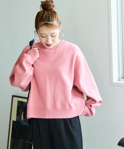 FREAK'S STORE（フリークスストア）の「限定展開　ヘビーウェイト ショート ビッグ スウェット（スウェット・レディース・チャコールグレー/ブラック/ベージュ/ピンク/ネイビー/ナチュラル/ライトグレー/グレー/ブルー/イエロー・ﾌﾘ-）」の17枚目の写真