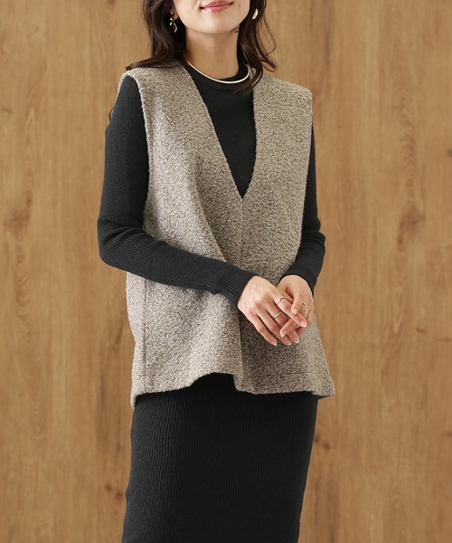 Lace Ladies(レースレディース)の「ベスト付 レイヤード リブ ニット セットアップ 3点セット(セットアップ・レディース・グレー/ブラック/グリーン/モカ・S/FREE)」の9枚目の写真