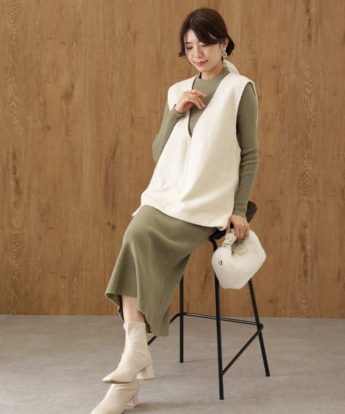 Lace Ladies(レースレディース)の「ベスト付 レイヤード リブ ニット セットアップ 3点セット(セットアップ・レディース・グレー/ブラック/グリーン/モカ・S/FREE)」の19枚目の写真