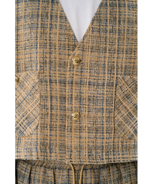 DISCOVERED（ディスカバード）の「TWEED NOCOLLAR JACKET（テーラードジャケット・メンズ・ベージュ・LARGE/SMALL）」の11枚目の写真