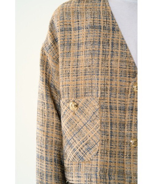 DISCOVERED（ディスカバード）の「TWEED NOCOLLAR JACKET（テーラードジャケット・メンズ・ベージュ・LARGE/SMALL）」の9枚目の写真