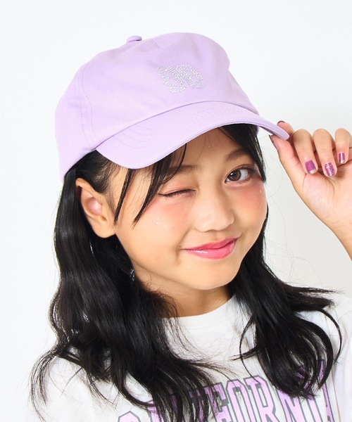 ANAP kids(アナップキッズ)の「ラインストーンモチーフキャップ(キャップ・キッズ・ラベンダー/ホワイト/ブラック・FREE)」の3枚目の写真
