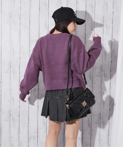 GORGE(ゴージ)の「《アメリカフラッグジャガード×メランジ風》レディース 短丈ニット トップス 秋冬(ニット/セーター・レディース・パープル/チャコール/ネイビー/オフホワイト・F)」の21枚目の写真