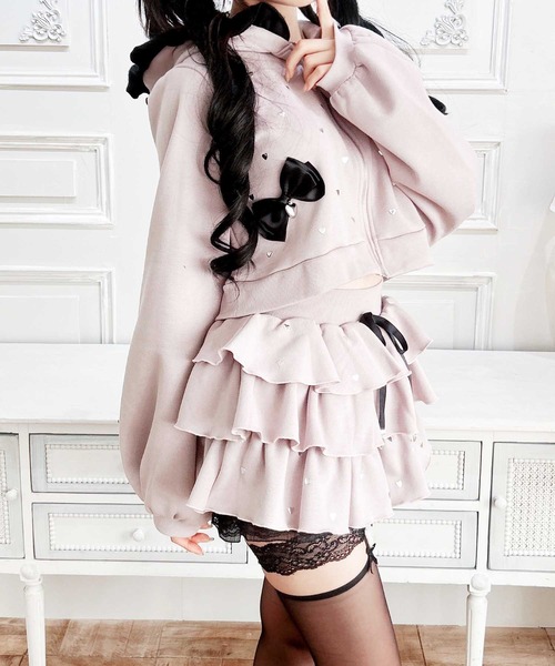 MA*RS（アメーバーマーズ）の「ハートスタッズショートフリルスカパン（スカート・レディース・ピンク/ブラック/ホワイト/チャコールグレー/ライトグレー/ホワイト×ホワイト/ピンク系その他/ブラック×ブラック/シルバー系その他・FREE）」の8枚目の写真