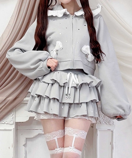 MA*RS（アメーバーマーズ）の「ハートスタッズショートフリルスカパン（スカート・レディース・ピンク/ブラック/ホワイト/チャコールグレー/ライトグレー/ホワイト×ホワイト/ピンク系その他/ブラック×ブラック/シルバー系その他・FREE）」の9枚目の写真