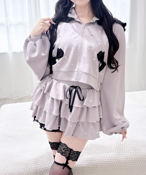 MA*RS（アメーバーマーズ）の「ハートスタッズショートフリルスカパン（スカート・レディース・ピンク/ブラック/ホワイト/チャコールグレー/ライトグレー/ホワイト×ホワイト/ピンク系その他/ブラック×ブラック/シルバー系その他・FREE）」の7枚目の写真