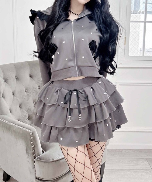 MA*RS（アメーバーマーズ）の「ハートスタッズショートフリルスカパン（スカート・レディース・ピンク/ブラック/ホワイト/チャコールグレー/ライトグレー/ホワイト×ホワイト/ピンク系その他/ブラック×ブラック/シルバー系その他・FREE）」の5枚目の写真