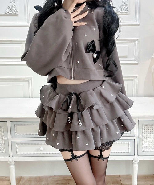 MA*RS（アメーバーマーズ）の「ハートスタッズショートフリルスカパン（スカート・レディース・ピンク/ブラック/ホワイト/チャコールグレー/ライトグレー/ホワイト×ホワイト/ピンク系その他/ブラック×ブラック/シルバー系その他・FREE）」の6枚目の写真