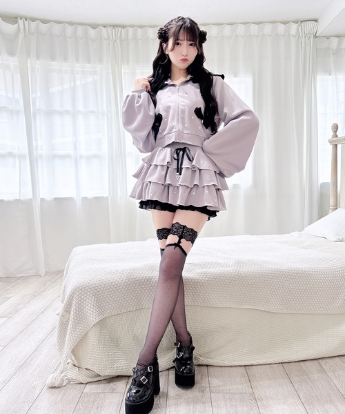 MA*RS（アメーバーマーズ）の「ハートスタッズショートフリルスカパン（スカート・レディース・ピンク/ブラック/ホワイト/チャコールグレー/ライトグレー/ホワイト×ホワイト/ピンク系その他/ブラック×ブラック/シルバー系その他・FREE）」の11枚目の写真