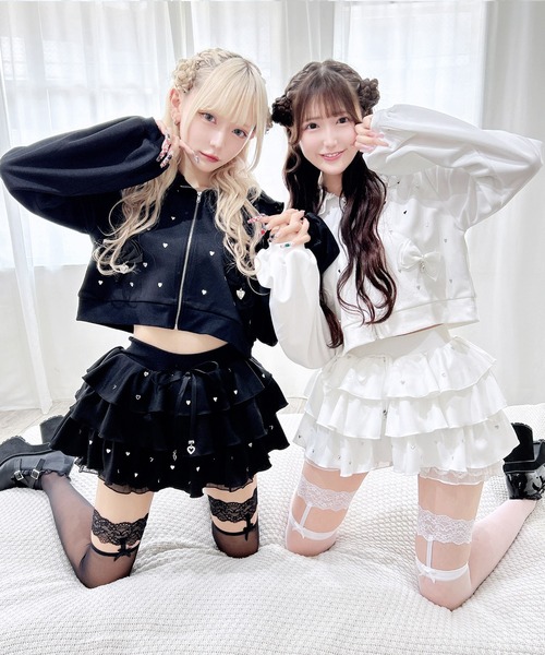 MA*RS（アメーバーマーズ）の「ハートスタッズショートフリルスカパン（スカート・レディース・ピンク/ブラック/ホワイト/チャコールグレー/ライトグレー/ホワイト×ホワイト/ピンク系その他/ブラック×ブラック/シルバー系その他・FREE）」の13枚目の写真