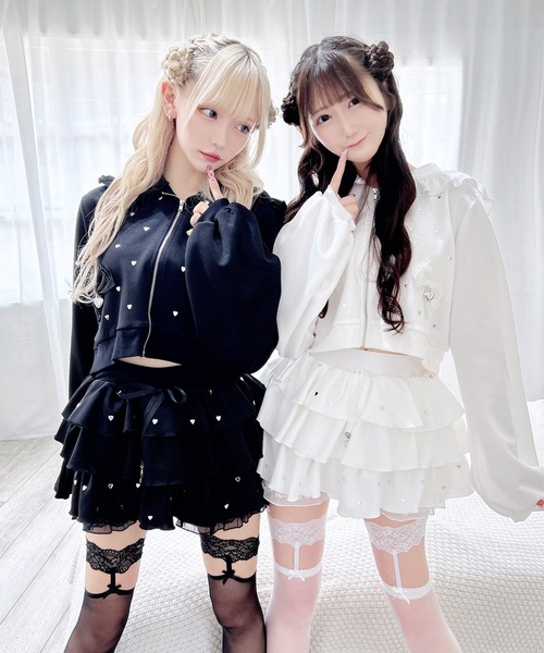 MA*RS（アメーバーマーズ）の「ハートスタッズショートフリルスカパン（スカート・レディース・ピンク/ブラック/ホワイト/チャコールグレー/ライトグレー/ホワイト×ホワイト/ピンク系その他/ブラック×ブラック/シルバー系その他・FREE）」の14枚目の写真