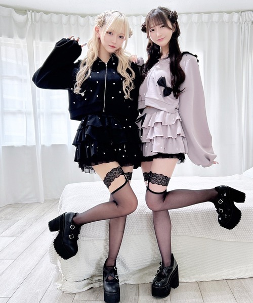 MA*RS（アメーバーマーズ）の「ハートスタッズショートフリルスカパン（スカート・レディース・ピンク/ブラック/ホワイト/チャコールグレー/ライトグレー/ホワイト×ホワイト/ピンク系その他/ブラック×ブラック/シルバー系その他・FREE）」の17枚目の写真