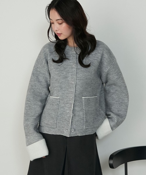 スタイリッシュ　グレー　ニット　長袖　カーディガン ニットカーディガン メンズ ボタンレス 秋 秋服 秋物 アウター