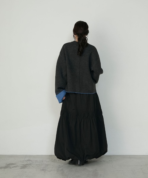 forksy.（フォルクシー）の「【forksy.】袖配色デザインバイカラーダブルフェイスニットカーディガン（カーディガン/ボレロ・レディース・ブラウン/グレー/チャコール/アイボリー・FREE）」の7枚目の写真