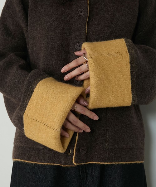 forksy.（フォルクシー）の「【forksy.】袖配色デザインバイカラーダブルフェイスニットカーディガン（カーディガン/ボレロ・レディース・ブラウン/グレー/チャコール/アイボリー・FREE）」の16枚目の写真