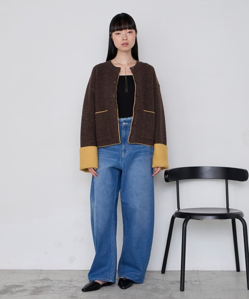 forksy.（フォルクシー）の「【forksy.】袖配色デザインバイカラーダブルフェイスニットカーディガン（カーディガン/ボレロ・レディース・ブラウン/グレー/チャコール/アイボリー・FREE）」の16枚目の写真