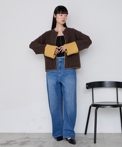 forksy.（フォルクシー）の「【forksy.】袖配色デザインバイカラーダブルフェイスニットカーディガン（カーディガン/ボレロ・レディース・ブラウン/グレー/チャコール/アイボリー・FREE）」の17枚目の写真