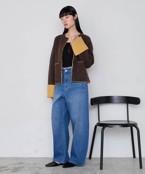 forksy.（フォルクシー）の「【forksy.】袖配色デザインバイカラーダブルフェイスニットカーディガン（カーディガン/ボレロ・レディース・ブラウン/グレー/チャコール/アイボリー・FREE）」の18枚目の写真