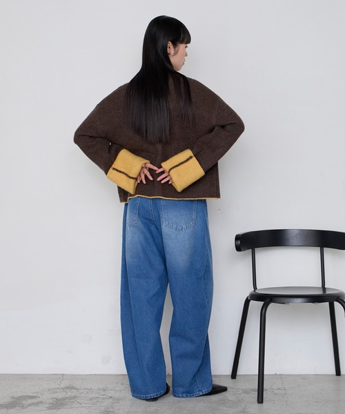 forksy.（フォルクシー）の「【forksy.】袖配色デザインバイカラーダブルフェイスニットカーディガン（カーディガン/ボレロ・レディース・ブラウン/グレー/チャコール/アイボリー・FREE）」の19枚目の写真