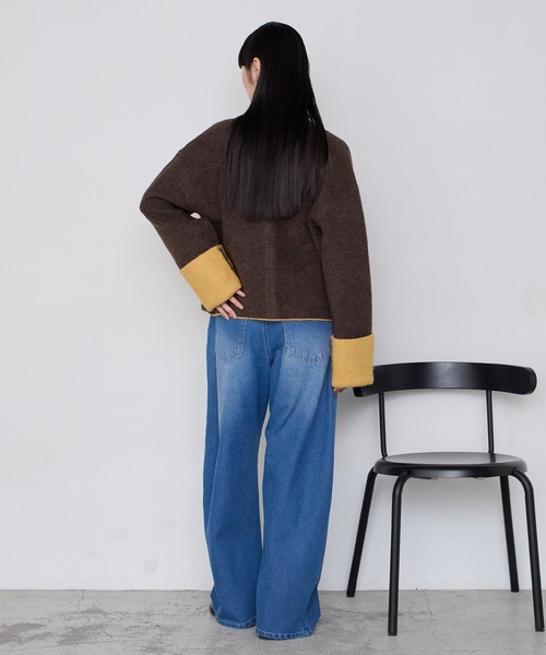 forksy.（フォルクシー）の「【forksy.】袖配色デザインバイカラーダブルフェイスニットカーディガン（カーディガン/ボレロ・レディース・ブラウン/グレー/チャコール/アイボリー・FREE）」の20枚目の写真