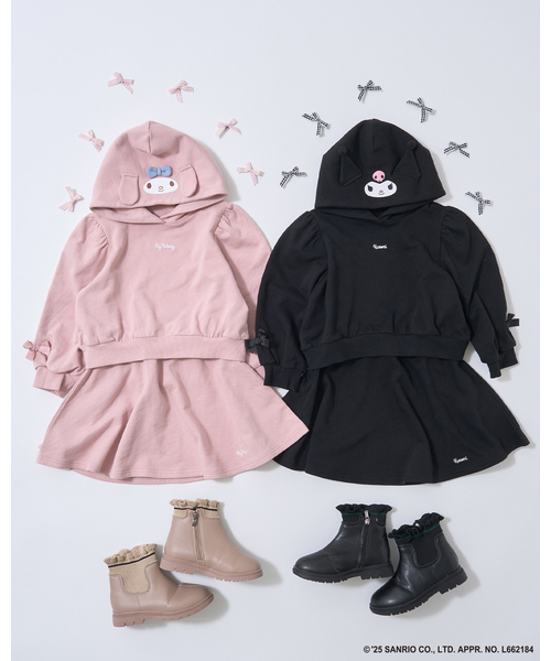 Lycee mine（リセマイン）の「【サンリオキャラクターズ】【毛玉バイバイ裏毛】変身パーカ&フレアスカートセット（セットアップ・キッズ・オフホワイト/クリーム/ブラック/ライトピンク・140cm/130cm/120cm/110cm/100cm）」の11枚目の写真