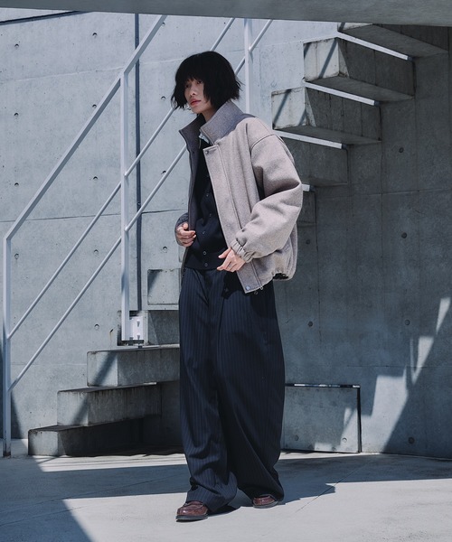 Adoon plain(アドーンプレーン)の「STAND NECK SHAGGY BLOUSON / スタンドネックシャギーブルゾン(ブルゾン・メンズ・ベージュ/ブラウン/チャコールグレー・LARGE/MEDIUM)」の8枚目の写真