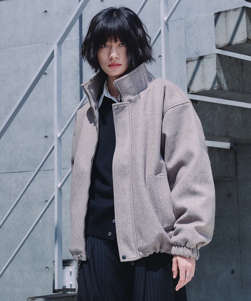 Adoon plain(アドーンプレーン)の「STAND NECK SHAGGY BLOUSON / スタンドネックシャギーブルゾン(ブルゾン・メンズ・ベージュ/ブラウン/チャコールグレー・LARGE/MEDIUM)」の7枚目の写真