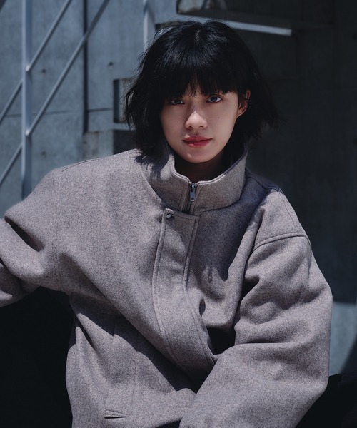 Adoon plain（アドーンプレーン）の「STAND NECK SHAGGY BLOUSON