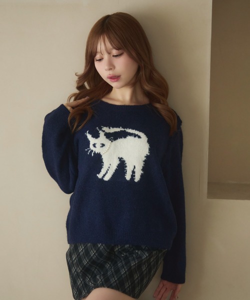 セール】ネコデザインジャガードニット（ニット/セーター）｜TITTY&CO