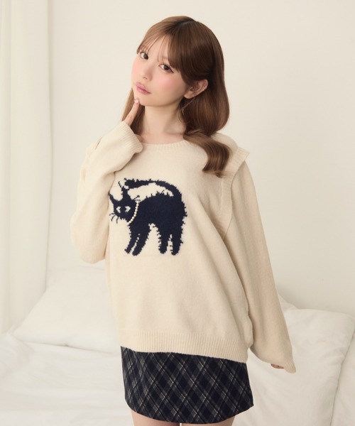 ネコデザインジャガードニット（ニット/セーター）｜TITTY&CO.（ティ