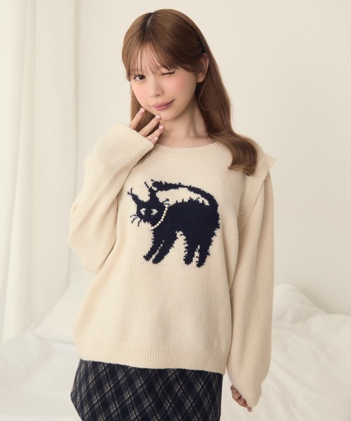 ネコデザインジャガードニット（ニット/セーター）｜TITTY&CO.（ティ