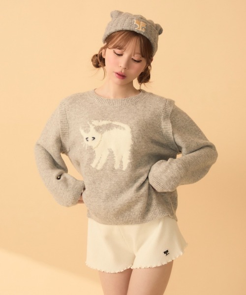 TITTY&CO.（ティティーアンドコー）の「ネコデザインジャガードニット