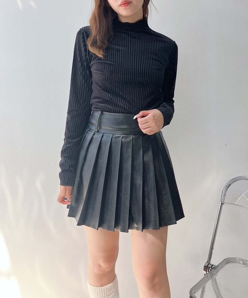 AS KNOW AS plus（アズノゥアズプラス）の「♪フェイクレザープリーツミニスカート　セットアップ可能（スカート・レディース・ブラック/ブラウン系/グレイッシュベージュ・FREE）」の7枚目の写真