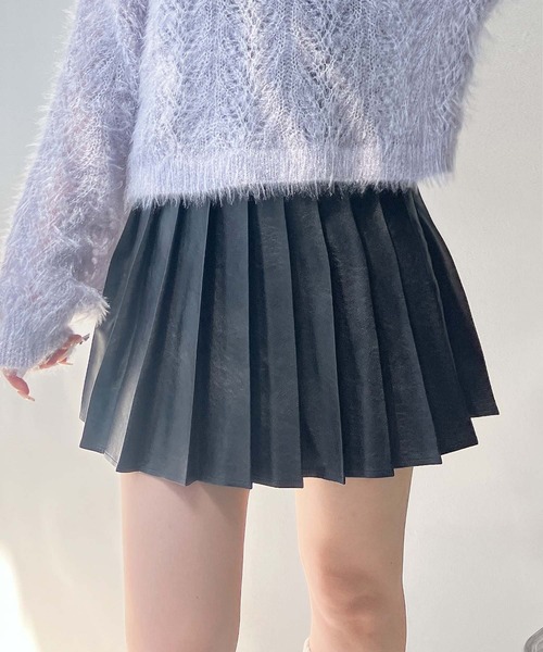 セール】♪フェイクレザープリーツミニスカート セットアップ可能