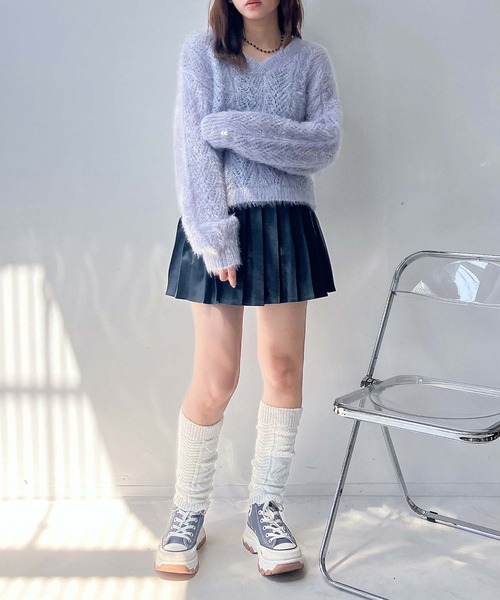 AS KNOW AS plus（アズノゥアズプラス）の「♪フェイクレザープリーツミニスカート　セットアップ可能（スカート・レディース・ブラック/ブラウン系/グレイッシュベージュ・FREE）」の12枚目の写真