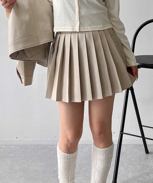 AS KNOW AS plus（アズノゥアズプラス）の「♪フェイクレザープリーツミニスカート　セットアップ可能（スカート・レディース・ブラック/ブラウン系/グレイッシュベージュ・FREE）」の14枚目の写真