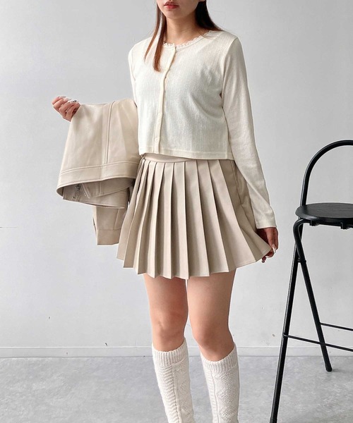 セール】♪フェイクレザープリーツミニスカート セットアップ可能