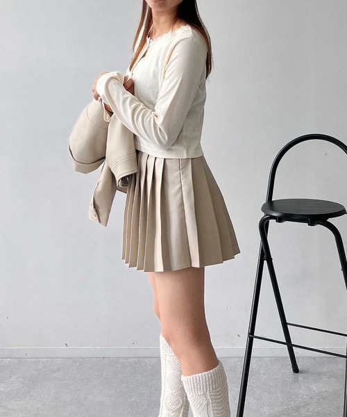 AS KNOW AS plus（アズノゥアズプラス）の「♪フェイクレザープリーツミニスカート　セットアップ可能（スカート・レディース・ブラック/ブラウン系/グレイッシュベージュ・FREE）」の18枚目の写真