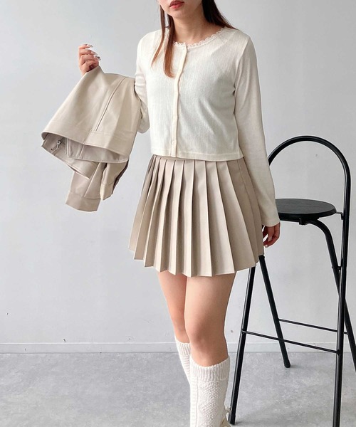 セール】♪フェイクレザープリーツミニスカート セットアップ可能