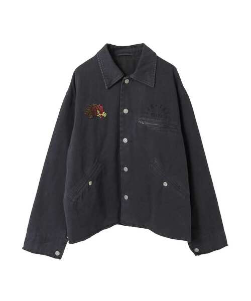 CONVERSE TOKYO（コンバーストウキョウ）の「PIGMENT DYE EMBROIDERY DETROIT JACKET（ミリタリージャケット・レディース・チャコールグレー/オリーブ・MEDIUM/SMALL）」の6枚目の写真