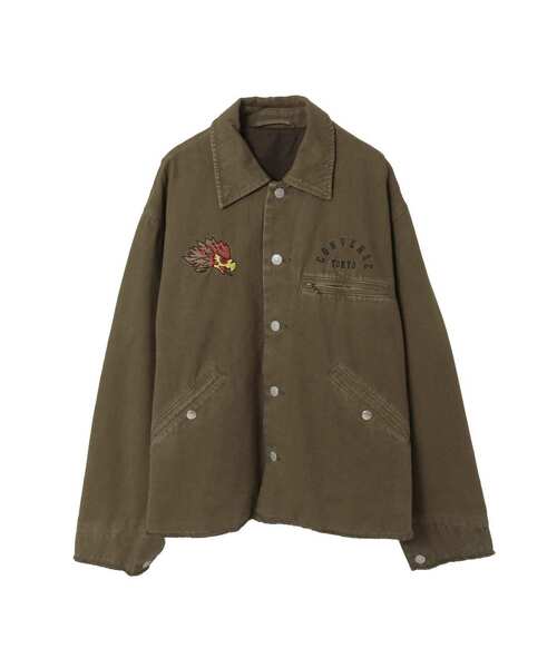 CONVERSE TOKYO（コンバーストウキョウ）の「PIGMENT DYE EMBROIDERY DETROIT JACKET（ミリタリージャケット・レディース・チャコールグレー/オリーブ・MEDIUM/SMALL）」の12枚目の写真