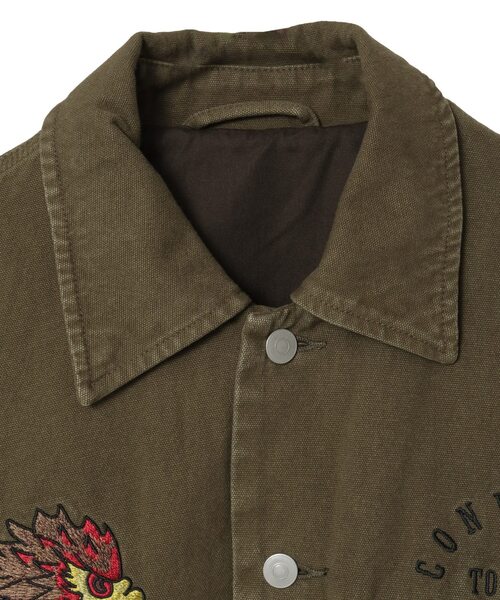 CONVERSE TOKYO（コンバーストウキョウ）の「PIGMENT DYE EMBROIDERY DETROIT JACKET（ミリタリージャケット・レディース・チャコールグレー/オリーブ・MEDIUM/SMALL）」の14枚目の写真