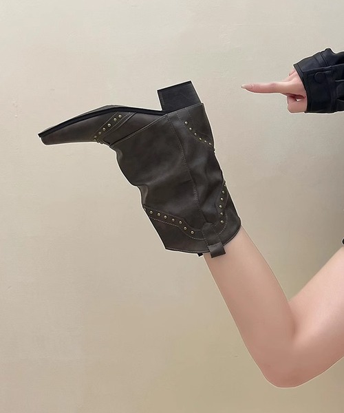 CERCA(チェルカ)の「HALEY PESCA/ミディアムスタッズ付きウエスタンブーツ(ブーツ・レディース・ブラウン・36)」の3枚目の写真