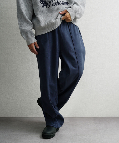 NILWAY（ニルウェイ）の「裏起毛カットスエード イージーワイドスラックス（スウェットパンツ・メンズ・ブラウン/アイボリー/チャコールグレー/ネイビー系・MEDIUM/LARGE）」の4枚目の写真