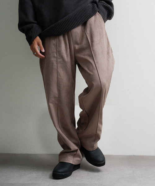 NILWAY（ニルウェイ）の「裏起毛カットスエード イージーワイドスラックス（スウェットパンツ・メンズ・ブラウン/アイボリー/チャコールグレー/ネイビー系・MEDIUM/LARGE）」の3枚目の写真