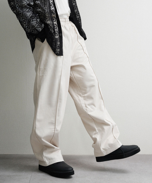 NILWAY（ニルウェイ）の「裏起毛カットスエード イージーワイドスラックス（スウェットパンツ・メンズ・ブラウン/アイボリー/チャコールグレー/ネイビー系・MEDIUM/LARGE）」の9枚目の写真